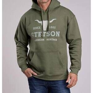 NEW STETSON men's american heritage screenprint sweatshirt in green